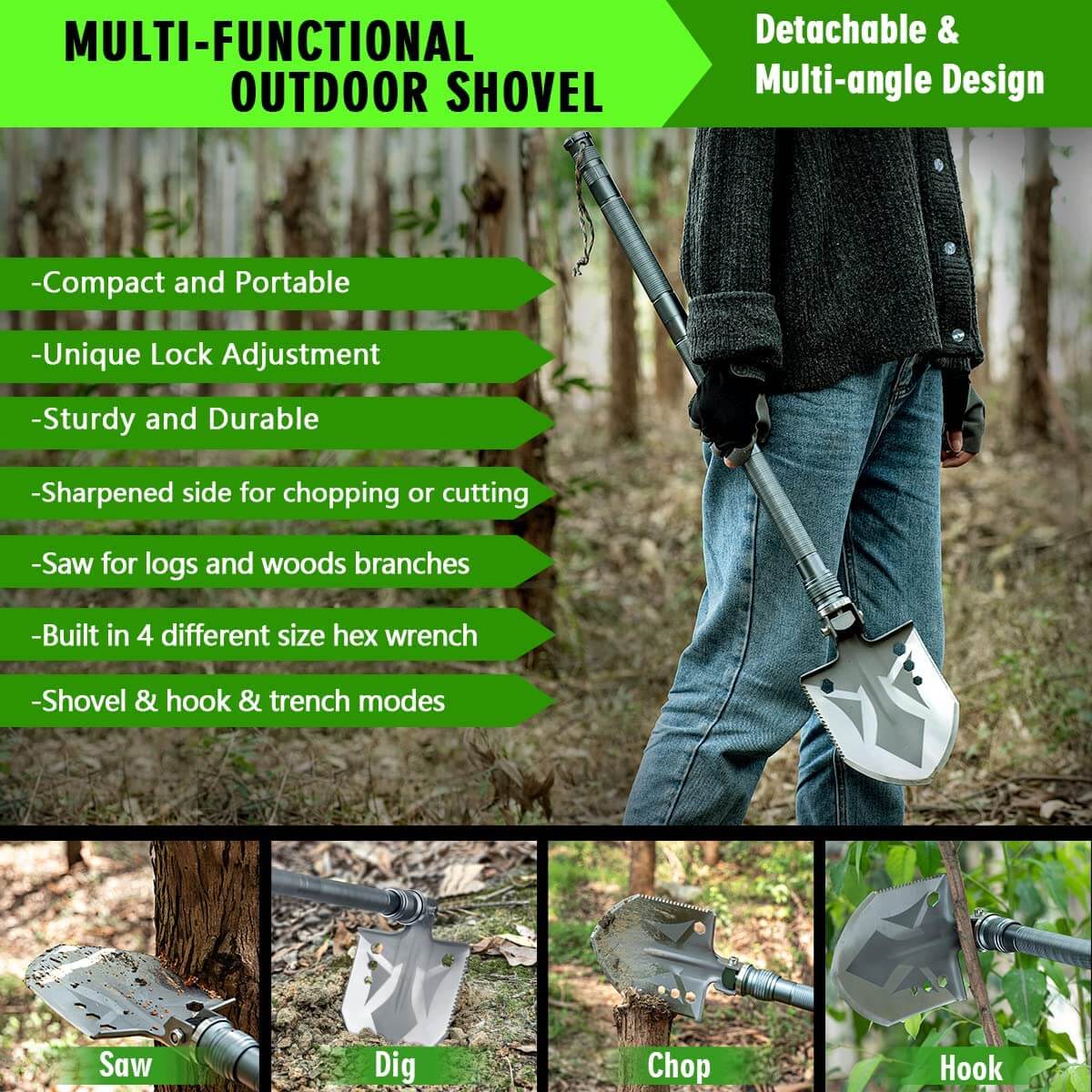 25-in-1 Survival Multi-Gereedschap Schep Kit