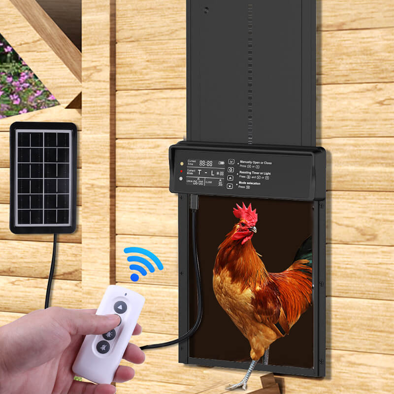 Puerta solar para gallinero