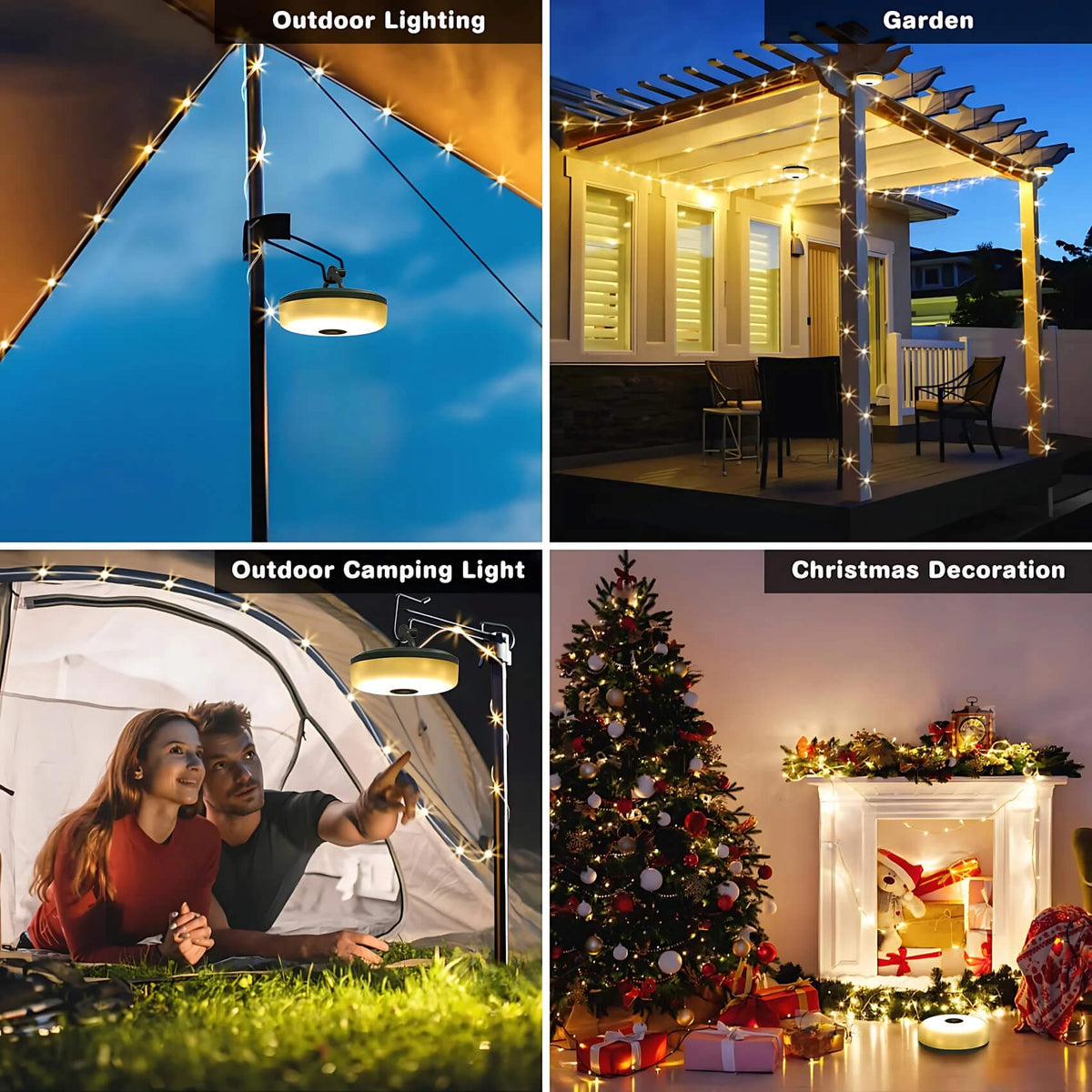 Guirlande solaire de camping 3 en 1