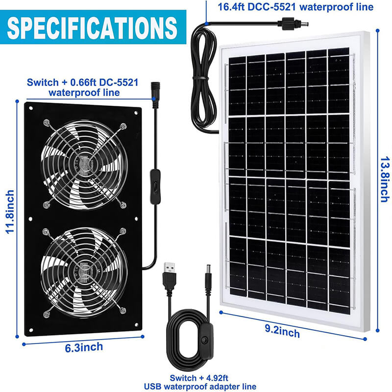 iToolMax 25W Solar Exhaust Fans