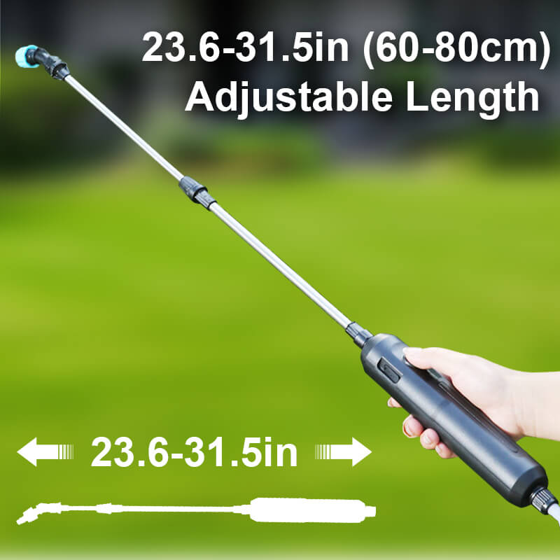 Customize the length from 23.6 to 31.5 inches(60-80cm), our sprayer lets you reach high, low, and hard-to-access areas with ease. Comfort and precision, no bending, stretching, or strain!