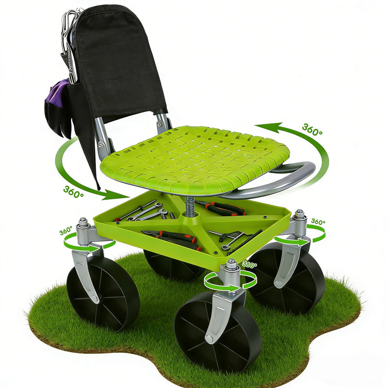 itoolmax garden rolling cart seat with 360 universal wheel