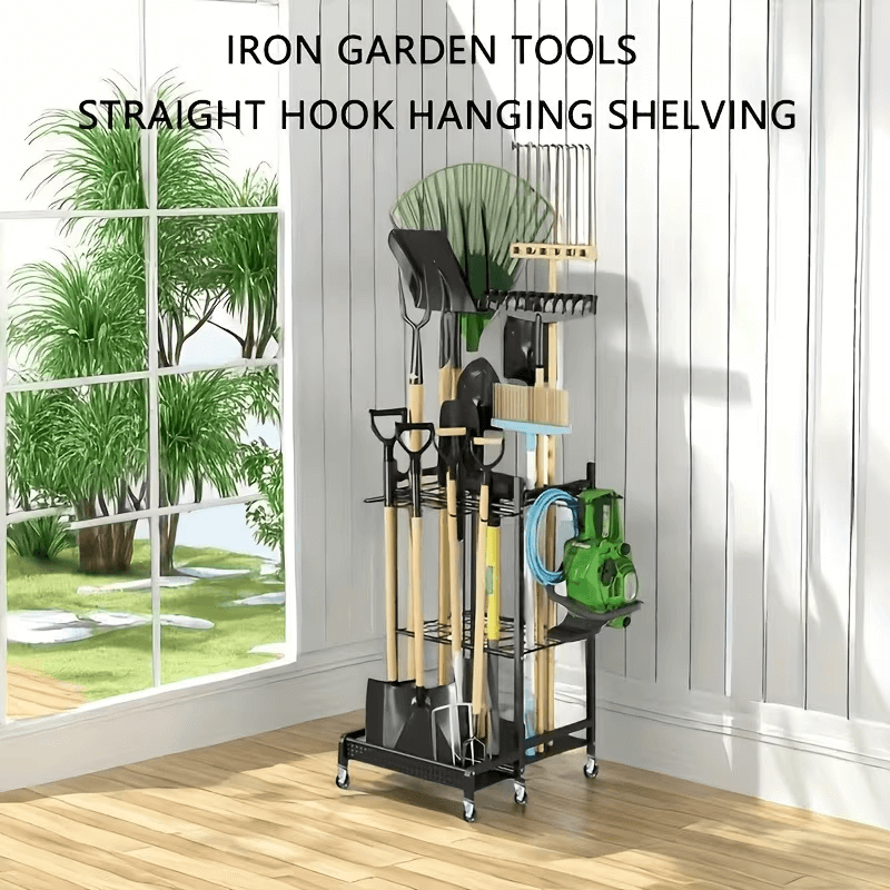 itoolmax garden tool organizer on wheels with hook