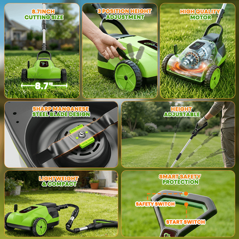 itoolmax small electric lawn mower design