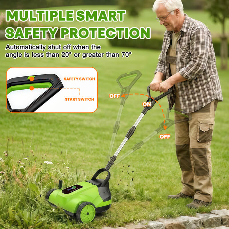 itoolmax small electric lawn mower smart safety protection