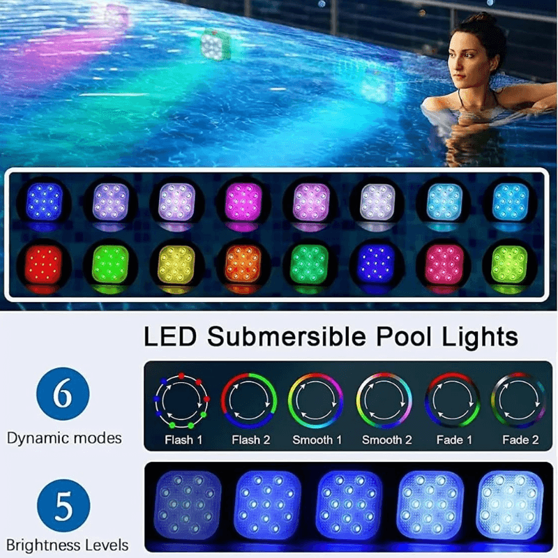 itoolmax submersible led pool lights 16rgb light show