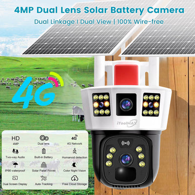 4MP draadloze zonnecamera met drievoudige lens