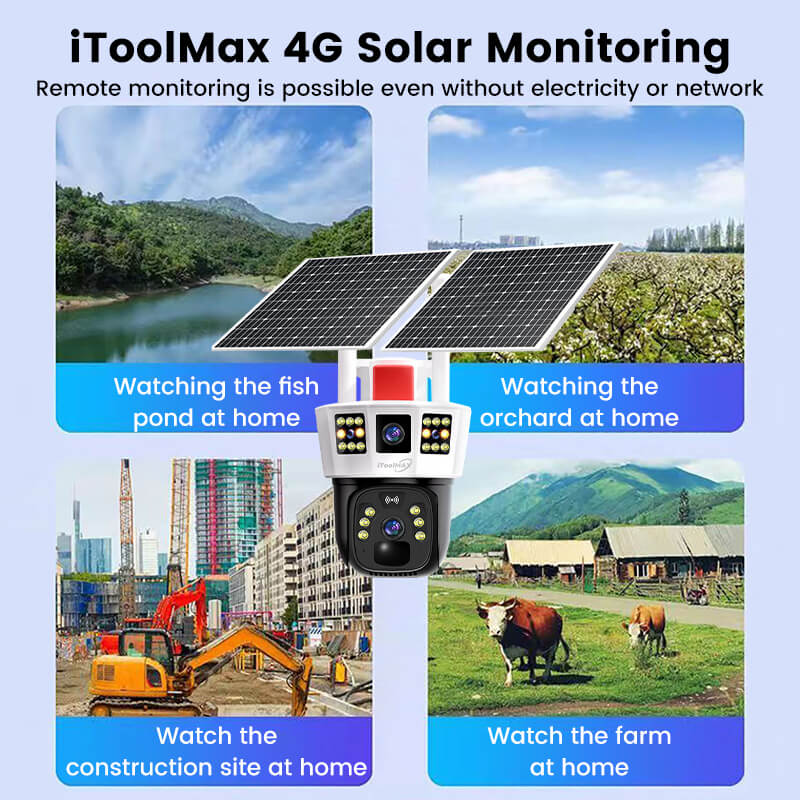 Solar camera monitoring a fish pond, orchard, construction site and farm remotely