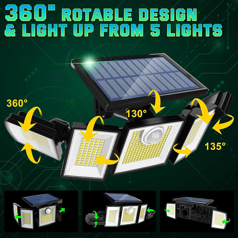 Lumières solaires extérieures à 5 têtes