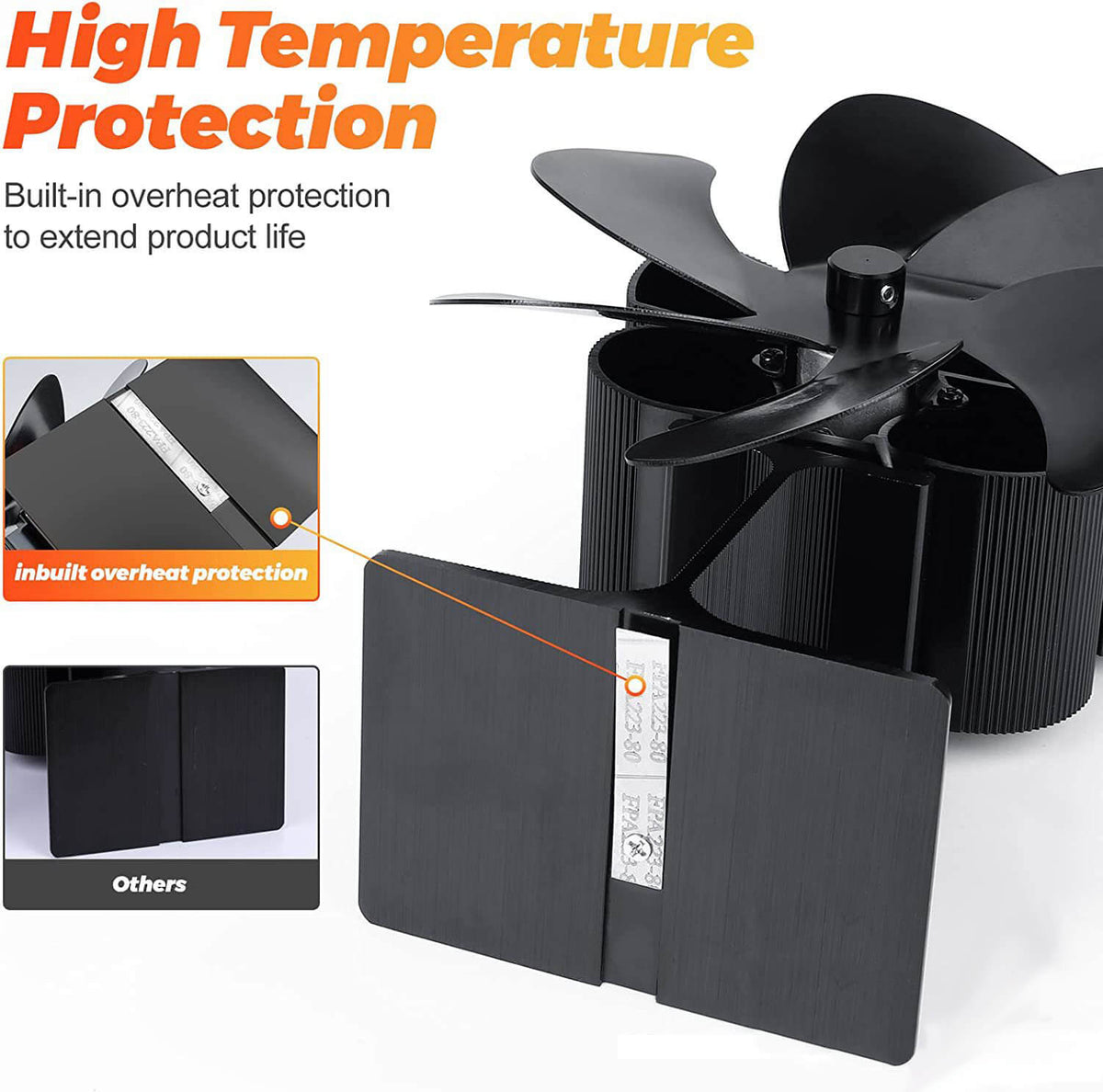 6 Klingen wärmebetriebener Holzofen-Ventilator