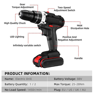 Taladro de impacto eléctrico con 2 baterías