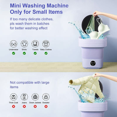 Machine à laver pliable 15L avec lumière bleue et stérilisation UV