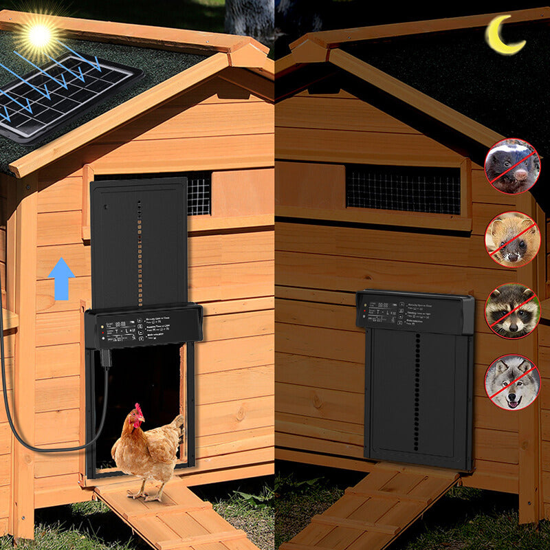 Puerta solar para gallinero