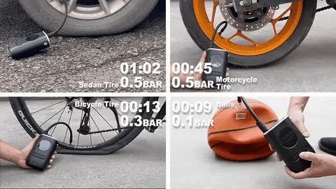 Inflation test grid for sedan, motorcycle, bicycle and ball, sedan tire 01:02 at 0.5 BAR