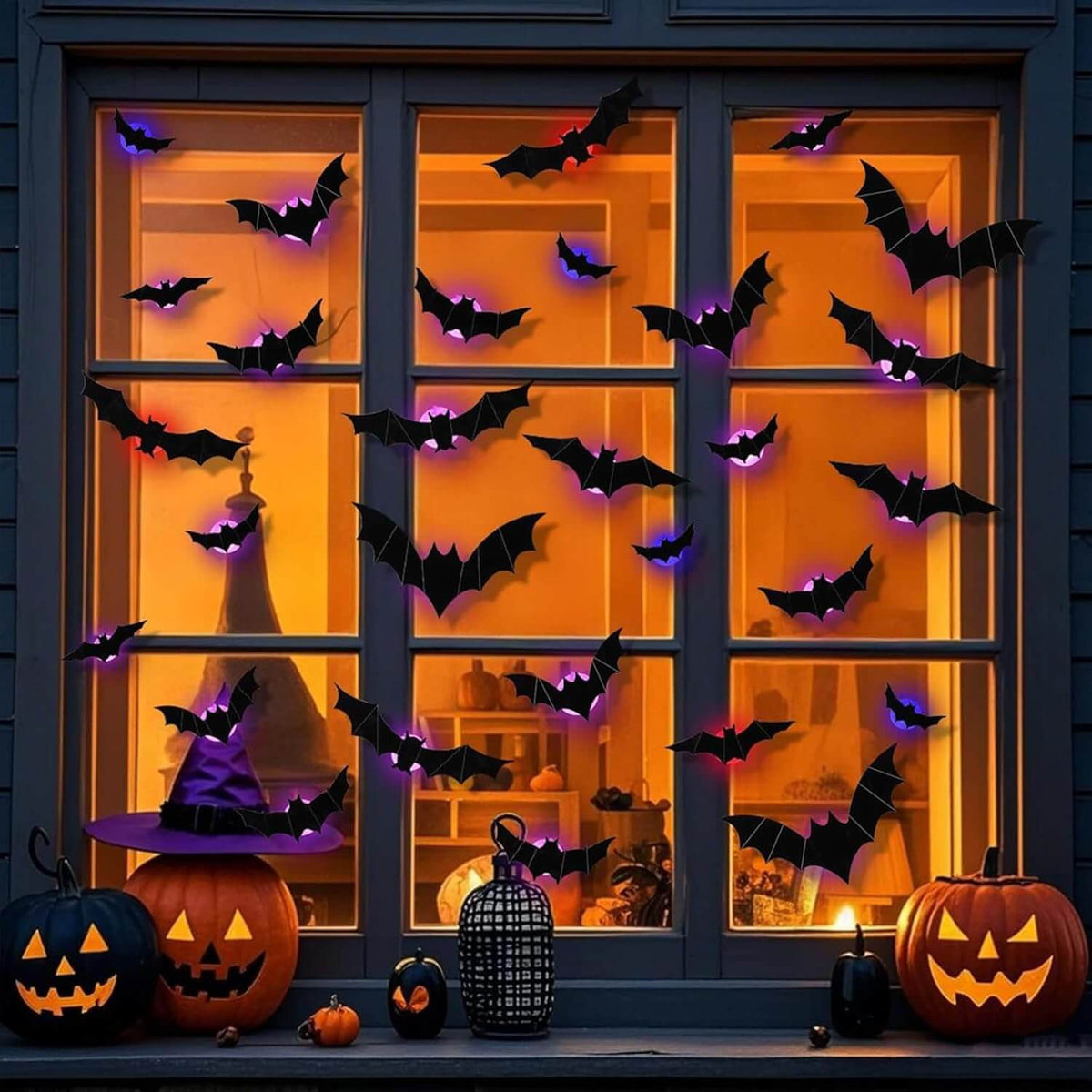 halloween 3d lighted design bats wall decor itoolmax