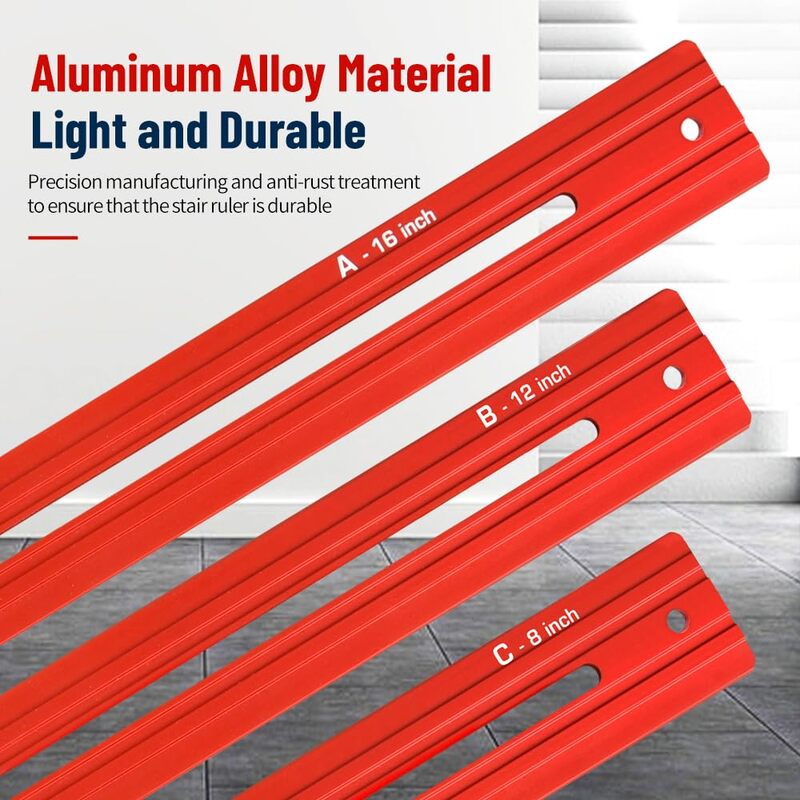 iToolMax stair tread template tool with dual scale aluminum