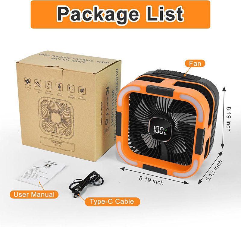 3-in-1 zonne-energie kampeerventilator