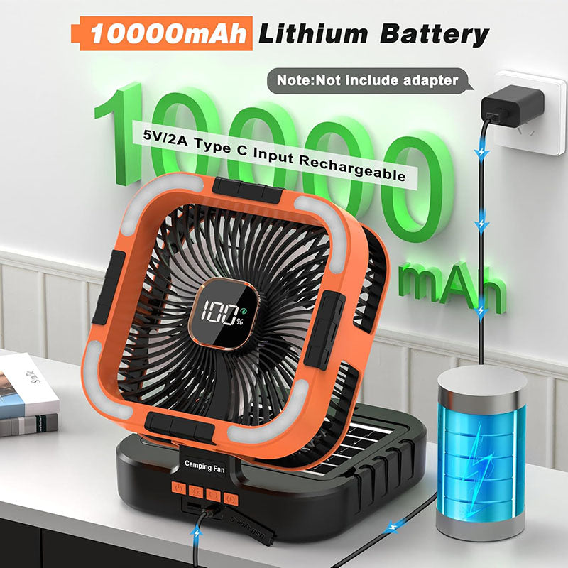 3-in-1 zonne-energie kampeerventilator