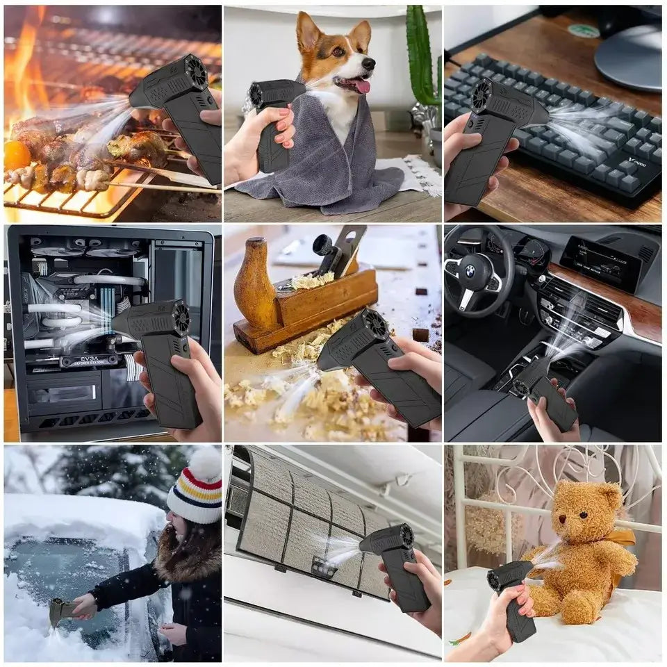 Air blaster used for cleaning keyboards, PC cases, car vents, AC units and dusting pets