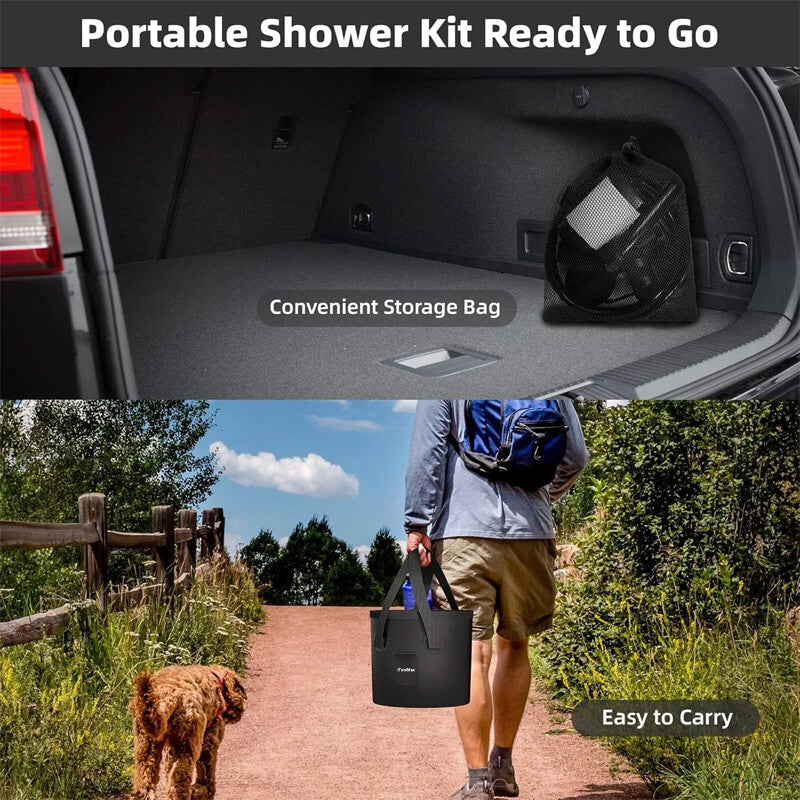 iToolmax Camping Shower Kit with 5 Gallons Foldable Bucket