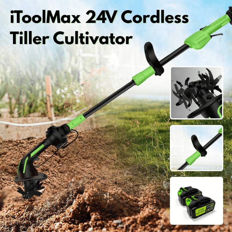 itoolmax 24V cordless mini tiller cultivator