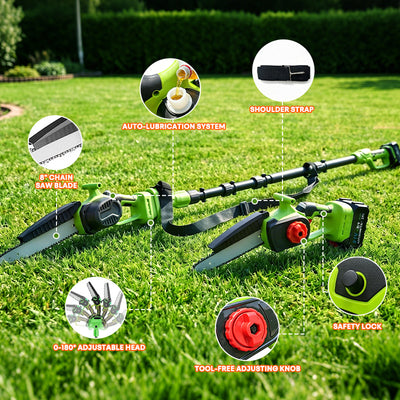itoolmax 6 in 1 cordless hedge trimmer pole saw show details