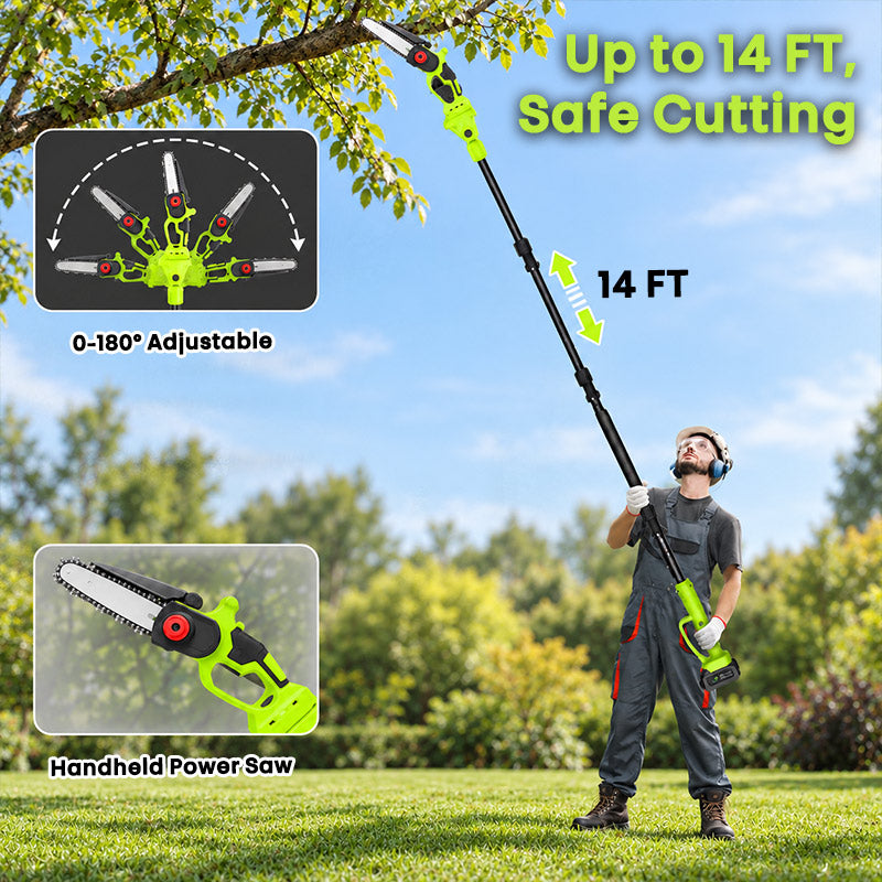 itoolmax cordless pole chainsaw 14ft extension pole