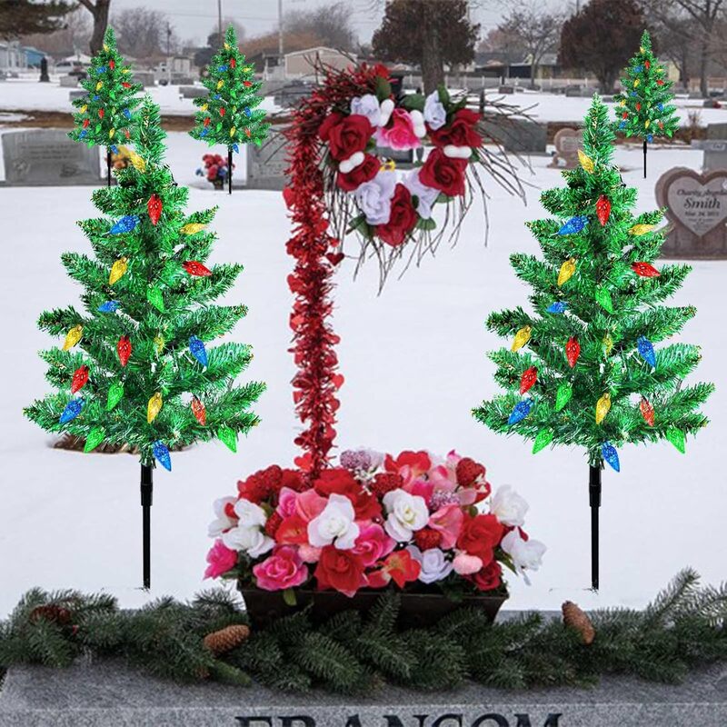 itoolmax solar christmas tree lights with 4 vibrant colors grave