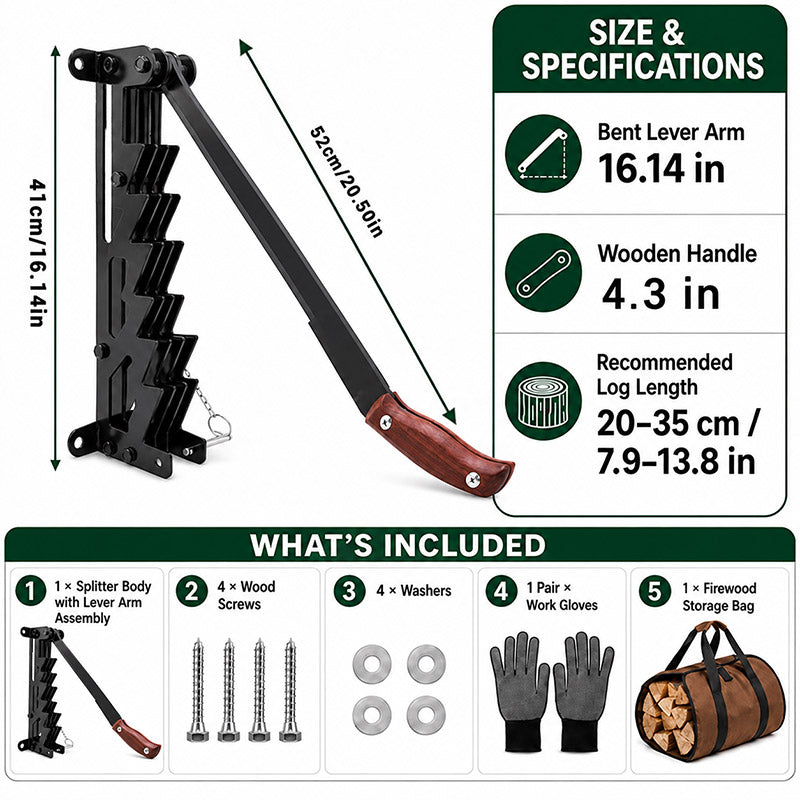 itoolmax wall mounted firewood kindling splitter size