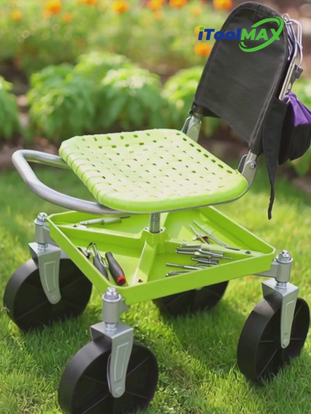 Video laden: itoolmax 360° universal wheels garden seat