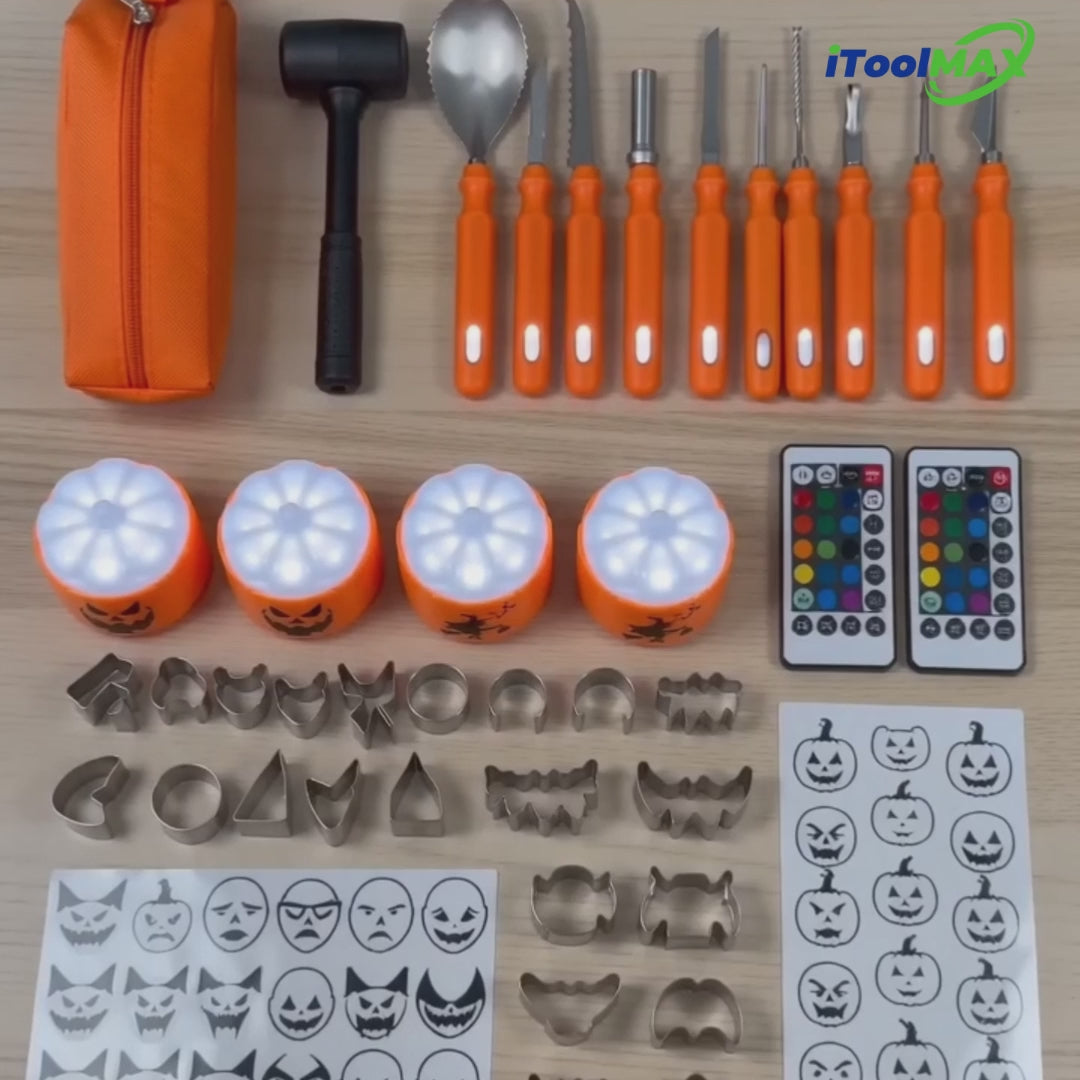 Cargar video: itoolmax 36pcs pumpkin carving kit product video