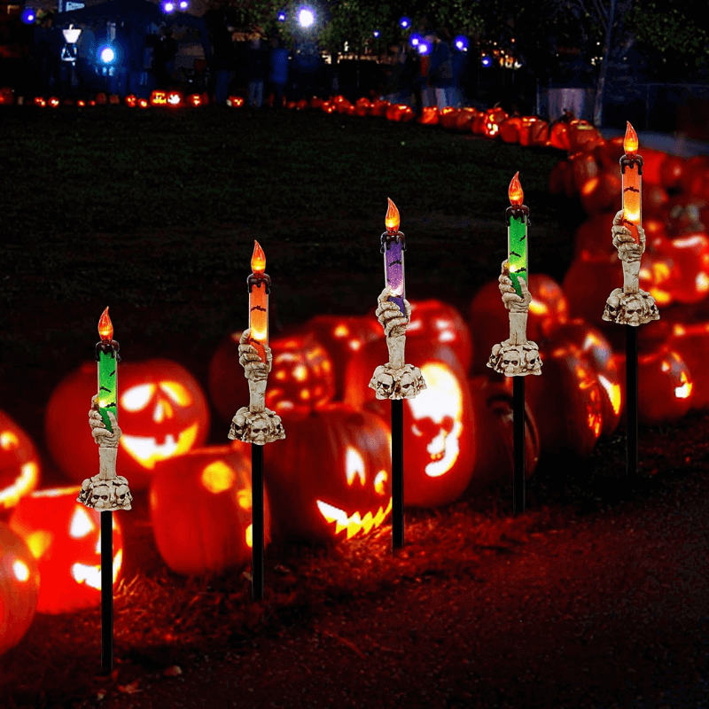 solar power skull candle light halloween light itoolmax