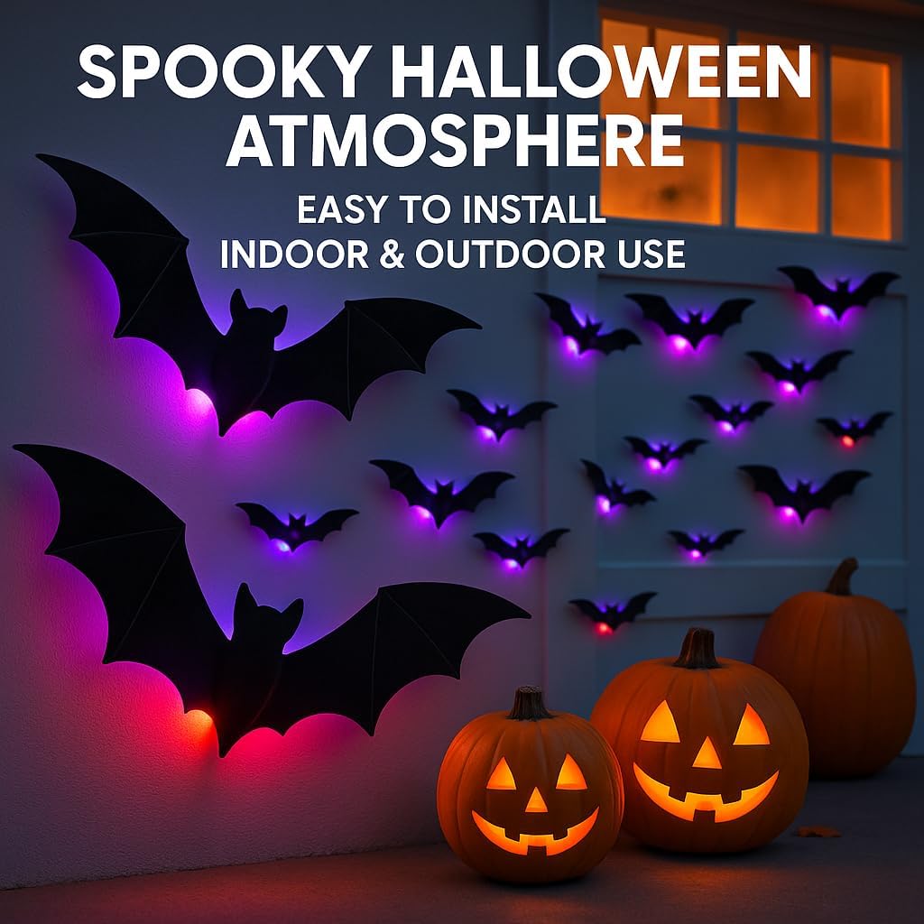 spooky halloween 3d lighted bats itoolmax